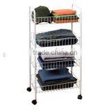 White Powder Coat 4-Tier Rolling Storage Cart