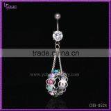 New Design Body Chain Linked Rainbow Ring Dangle Charm Belly Button Piercing Rings thumbnail-1