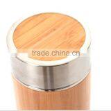 Natural Bamboo Eco-friendly Double Wall Vacuum Insulated 12 Oz Bottle With Stainles thumbnail-2