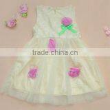Light Yellow Dress for Girl, Party Dress for Girl, Lovely Hot Sale Lace Girl Skirt, Non-sleeve Girl Dress thumbnail-1