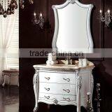 WTS22500 Classic Antique 30-inch White Single Sink Bathroom Vanity With Marble Top thumbnail-2