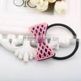 New arrival acrylic bow hair tie simple elastic hair band plastic rhinestone bow decoration children hair band