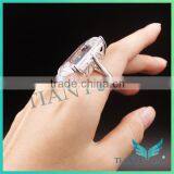 925 Sterling Silver Rectangle Emerald Cubic Zirconia Party Ring thumbnail-6