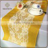 Color Dyed Environmental Hotsale Natural Jute Table Runner With White Lace thumbnail-2
