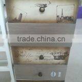European Style Printing Design Colorful Antique Bedside Table Wood Storage Cabinet thumbnail-3