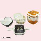 Double Layers Portable Square Plastic Bento Lunch Box