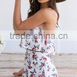 Floral Print Ruffle Playsuit Lady Free Feel Summer Beach Romper thumbnail-3