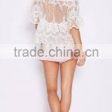 OEM Supply Short Sleeve off Shoulder Woman Lace Tops Summer Sexy Women Tops thumbnail-5