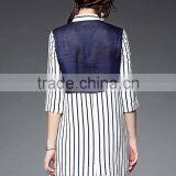 Outdoor Custom Cheap Lady Striped Breathable Linen Shirt Nice Design thumbnail-5