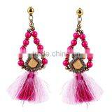 Bohemian Jewelry Colorful Tassel With Beads Dangle Earrings thumbnail-2