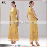 High Quality Fashion Lady's Party Evening Sleeveless Gold Lurex Lace Long Dress thumbnail-1