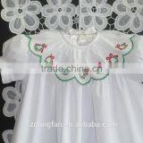 Girls Christmas High Yoke Float Dress With Slip Baby White Embroidery Holiday Dress thumbnail-3