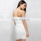 Crochet Lace Trim Bardot Dinner Dress off Shoulder Short Bodycon Party Dress thumbnail-2