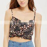 2015 Summer Trendy Flower Print Cropped Fit Casual Tops for Ladies thumbnail-2