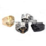 Titanium Steel Unadjustable Rings Antique Silver Skull thumbnail-2