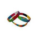 Colorful Segmented Silicone Wristband Bracelet , Silicone Rubber Bands