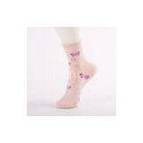 Butterfly Womens Ankle Socks , Jacquard Knitted Colored Ankle Socks