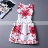 Red Qwi Rosy r Women Printed A Line Dress/sym Rose Multi Design Sleeveless A Line Dress Skirt
