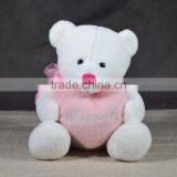 Custom Good Quality Valentine's Day Bear Plush White Teddy Bear With Red Heart Toy thumbnail-2