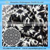 Black and white image dyed textile rayon fabric