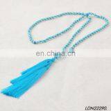 Colorful Knoted Wooden Beaded Tassel Necklaces thumbnail-6