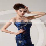 Custom Made Elegant Deep Blue Sweetheart Sleeveless Floor Length Beaded Ruched Mother Of The Bride Dress thumbnail-5