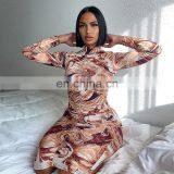 LAITE D2202 Autumn&winter Fashion Bodycon Printed Women Causal Dresses Ladies Pleated Printed Dresses thumbnail-3