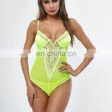 Fashion Sexy Deep V Lace Jumpsuits Hot Sale Neon Green Patchwork Bodysuit Women Body Dentelle Shorts Playsuits Backless Outfits thumbnail-6
