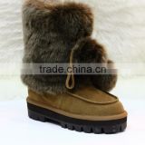 2016 HFUGG latest design fashion warm fur lined suede snow boots