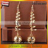 New Models Fashion Jewelry Spiral Gold Hollow Pellet Dangle Drop Earring