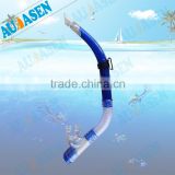 blue&transparent semi-dry silicone swimming snorkel, diving equipment
