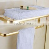Golden Finish Modern Square stainless steel Towel Rack Holder Shelf W/ Towel Bar Hanger