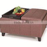 Rattan storage ottoman with table function FD-K301