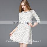 Lady 's Knitted Round Neck Jacquard 3/4 Sleeve Dress thumbnail-4