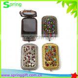 Vintage Bronze Hollow Out Logo Mirror Fancy Decorative Folding Compact Mirror thumbnail-2