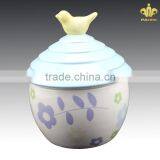 Easter Holiday Ceramic Jars With Lids With Bird Decoraton