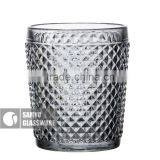 SAMYO drink glass usage pressed glass tumbler with pineapple pattern