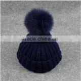 Free Sample Custom Pom Pom Beanie Hats Wholesale With Faux Fur Pom thumbnail-1