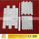 White Carrara Flower Pattern Marble Mosaic Tile