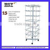 Portable Wire Grid Muliti Layers 4 Side Key Chain Rotating Rack /display Rack for Boutique HSX-227