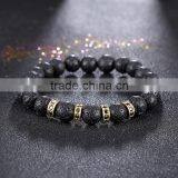 Wholesale Unique 6MM Rhinestone Lave Stone Handmade Bohemia Dropshipping Bracelet