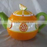 orange shaped ceramic teapot