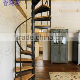 Residential wrought iron stair, wood staircase parts, wooden spiral staircase for sale