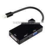 fast speed high resolution mini dp to HD MI/DVI/VGA 3 in 1 adapter cable