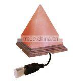 USB Salt Lamp Himalayan Rock USB Pyramid Salt Lamps 0.7 Kg to 1 Kg 2.5 x 2.5 x 3.0 Inches 5 Feets Cord Bulb w Base thumbnail-1