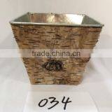 Vintage Antique Aged Look Multi-functional Metal Flower Pots Planter With Tree Bark thumbnail-6