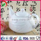 Plain White Porcelain Teapot,ceramic Teapot With Embossing Design thumbnail-2