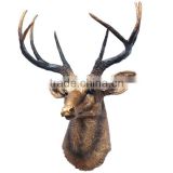 Home Wall Decorative Antique Deer Head Sculpture Resin Wall Animal Deer Head Sculpture