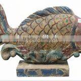 Antique Imitation Wooden Fish Sculpture Home Hotel Decoration Sculpture thumbnail-1