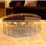 High Quality Factory Price Metal Table Frame Stainless Steel Glass Coffee Table FF-070 thumbnail-2